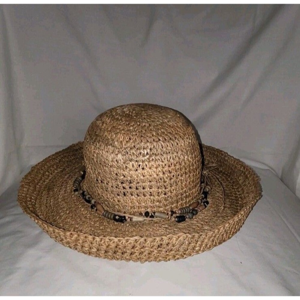 Cappelli Straworld Womens Straw Beaded Sun Hat Summer Beach Vacation